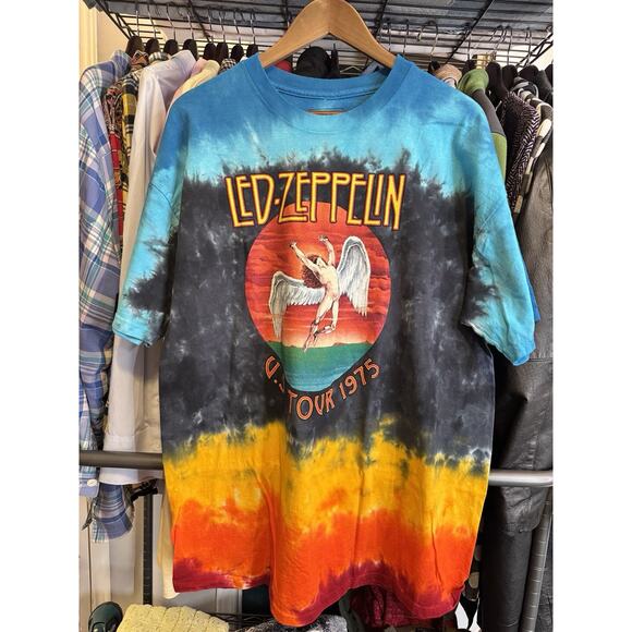 NWOT Led Zeppelin Tie Dye T-Shirt 2XL Men's Blue & Rainbow Colors - Picture 1 of 5